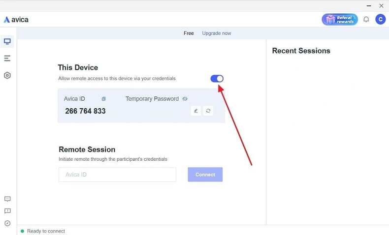 Step 1: On your Avica PC, activate Allow Remote Access to This Device Via Your Credentials after logging in with your credentials.
