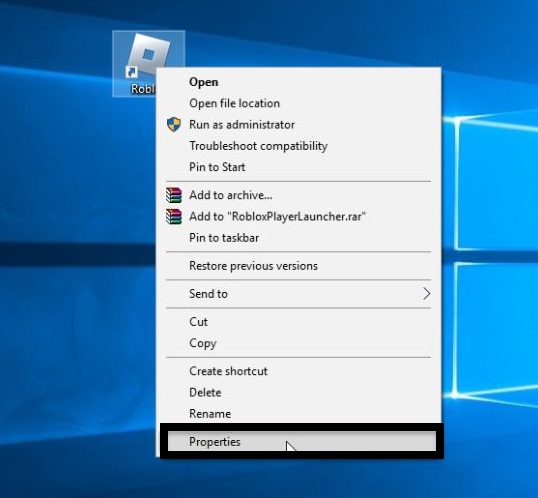 Click on Roblox Properties to fix the roblox error 277