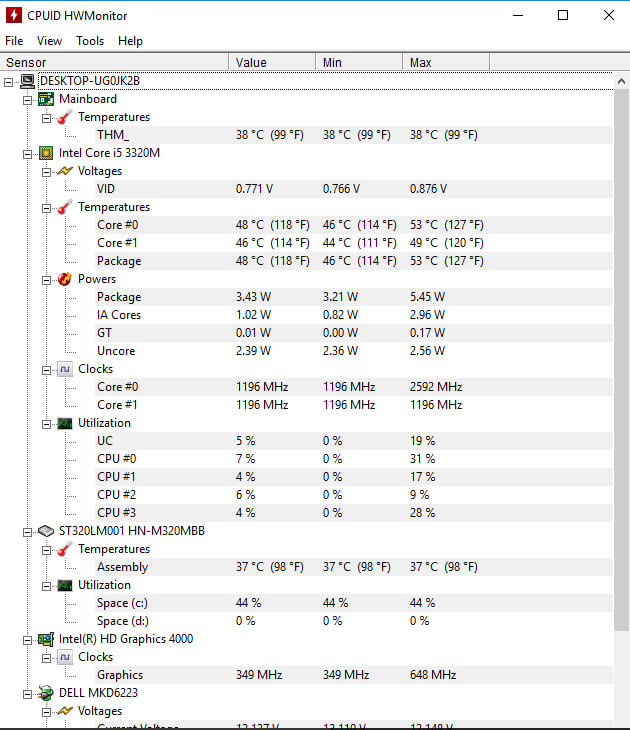 computer temperature monitor windows 10