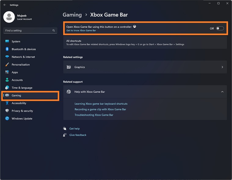 Disable Xbox Game Bar