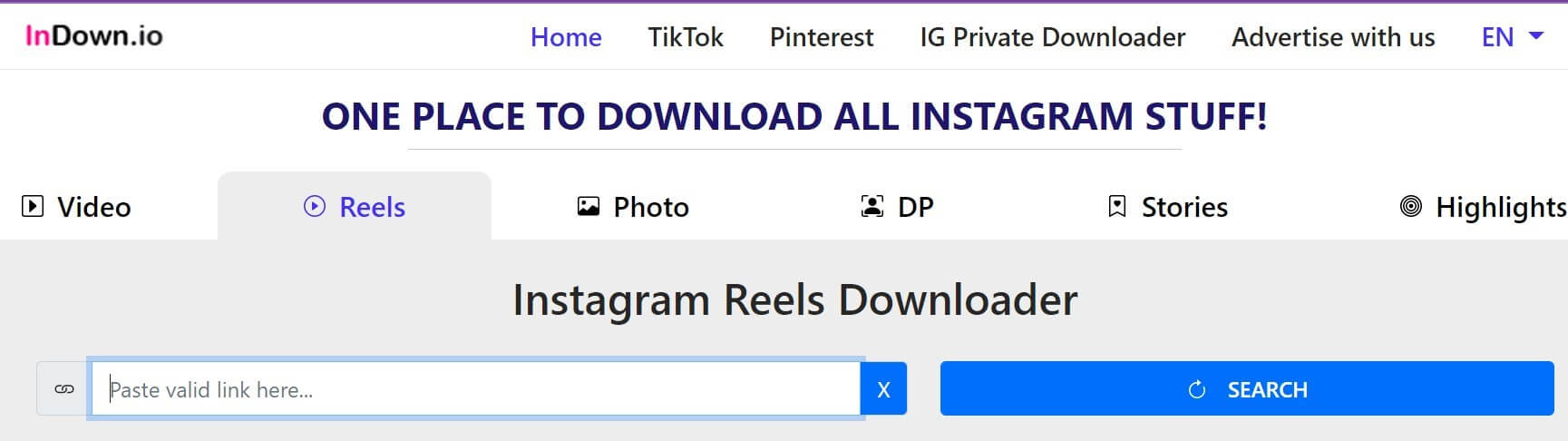 InstaFinsta is another free website for downloading Instagram Reels online