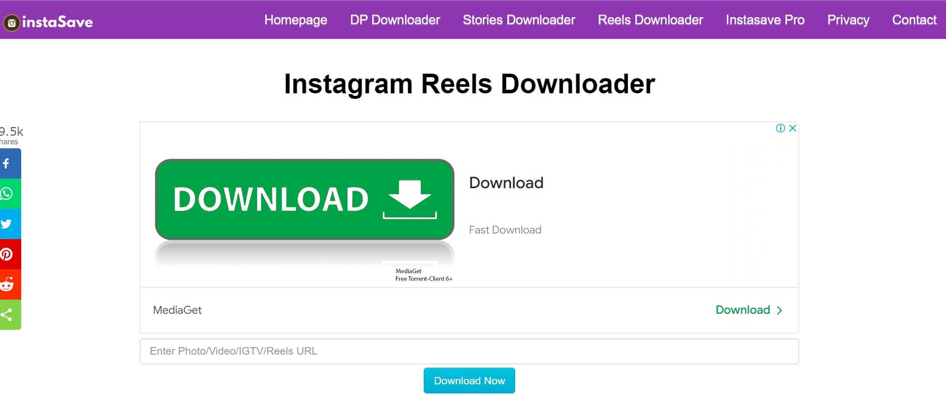 Instasave is a free online tool for downloading Instagram Reels. With dedicated sections for various types of Instagram media like photos, videos, and more