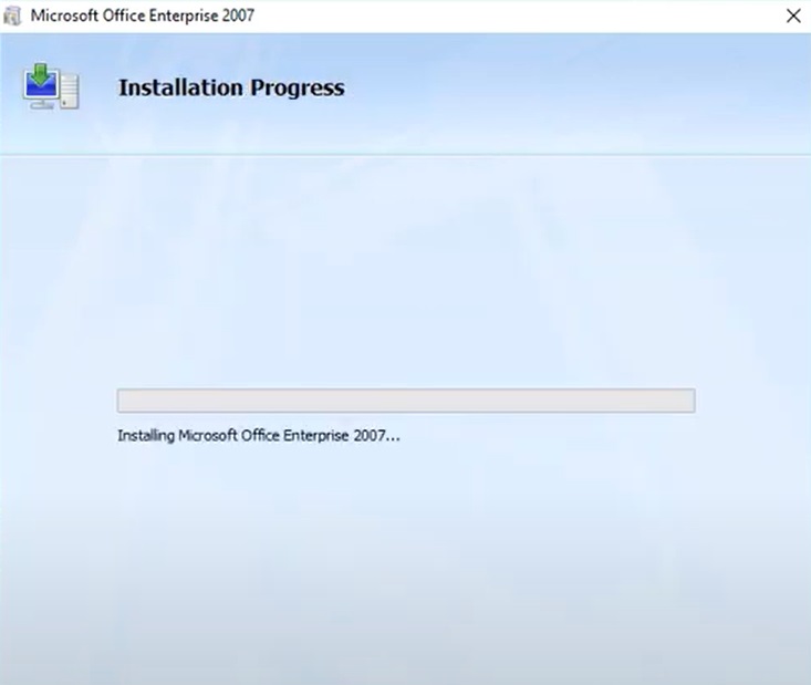 Microsoft Office 2007 installation underway