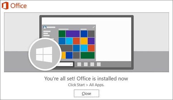 Office 365/Office 2021 setup completed 