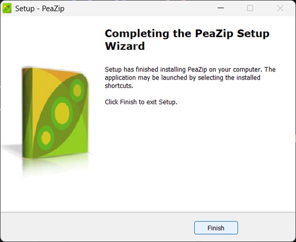 Pea Zip installation complete