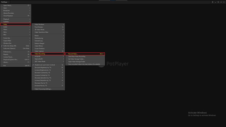Record a video in PotPlayer.