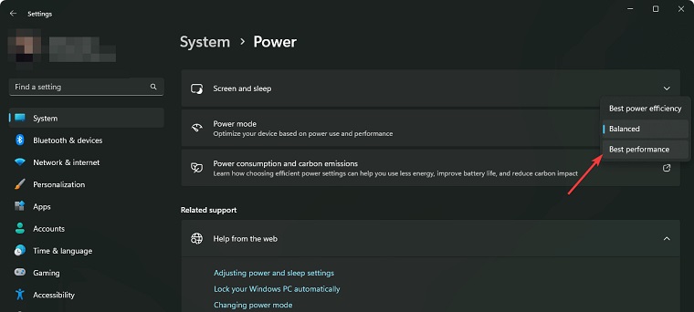 setting high performance mode windows settings