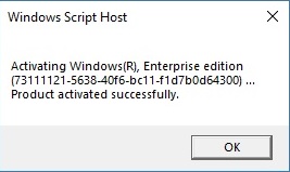 Windows 10 Activated successfully via Command Prompt 