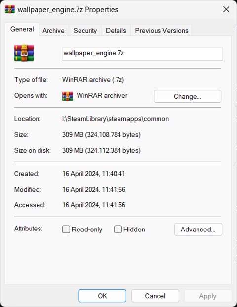 Folder size after compression