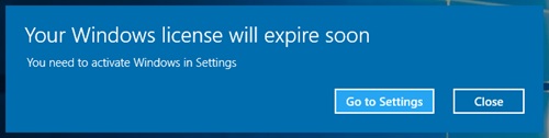 Windows Activation notification that pops up after every hour